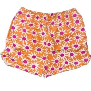Hanna Anderson girls’ Pink Orange Daisy Flower Stretchy Cotton Shorts Size 10